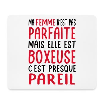 Ma femme n'est pas parfaite mais elle est boxeuse - Tapis de souris (format paysage) - blanc - Devant