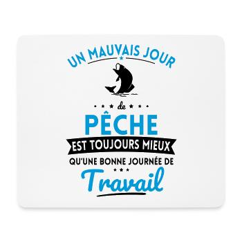 Mauvais jour de pêche mieux que journée travail - Tapis de souris (format paysage) - blanc - Devant
