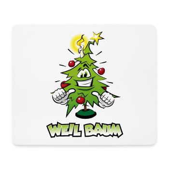 Warum? Weil Baum ! - Weihnachtsbaum! - Mousepad (Querformat) - Weiß - Vorne