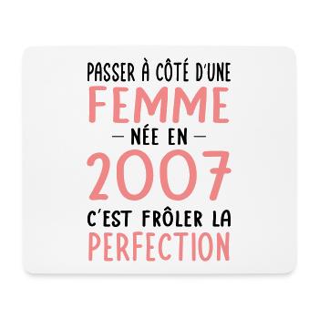 18th birthday - Born 2007 Near perfection - Mouse Pad (horizontal) - white - Front