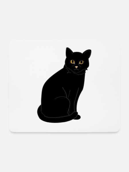 Schwarze Katze - Mousepad (Querformat) - Weiß
