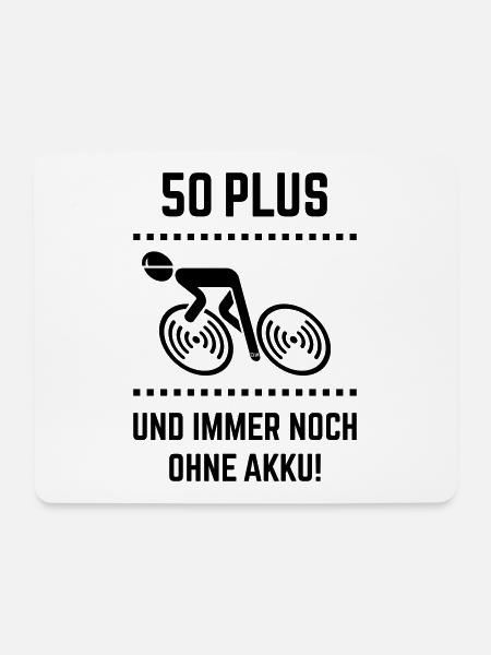50 Plus – Immer Noch Ohne Akku! Fahrrad Rennrad B - Mousepad (Querformat) - Weiß