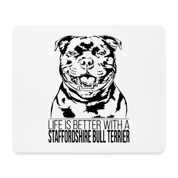 STAFFORDSHIRE BULL TERRIER life is better Wilsigns - Tapis de souris (format paysage) - blanc - Devant