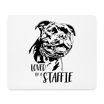 STAFFORDSHIRE BULL TERRIER loved by a Staffie dog - Mouse Pad (horizontal) - white - Front