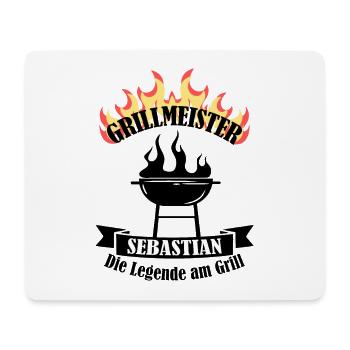 Grillmeister Sebastian lustiger Spruch Vorname - Mousepad (Querformat) - Weiß - Vorne
