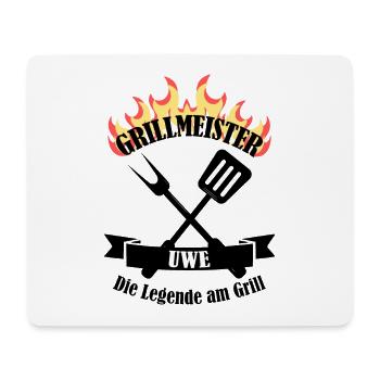 Grillmeister Uwe lustiger Spruch Vorname - Mousepad (Querformat) - Weiß - Vorne