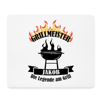 Grillmeister Jakob lustiger Spruch Vorname - Mousepad (Querformat) - Weiß - Vorne