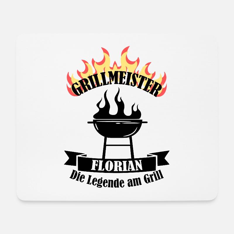 Grillmeister Florian lustiger Spruch Vorname - Mousepad (Querformat) - Weiß