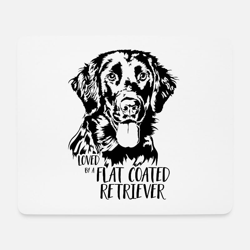 Loved by a Flat Coated Retriever Hundespruch Hunde - Mousepad (Querformat) - Weiß