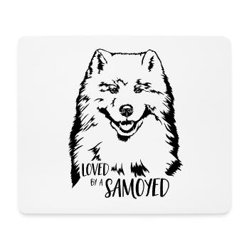 Loved by a Samoyed Hunde Samojede Hundespruch - Mousepad (Querformat) - Weiß - Vorne
