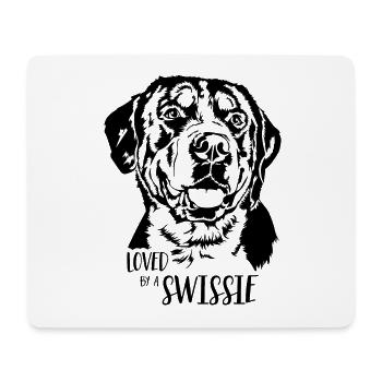 Adoré par un grand bouvier suisse Swissie - Tapis de souris (format paysage) - blanc - Devant