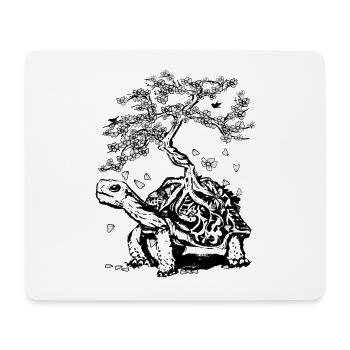 Schildkröte mit einem Bonsai auf dem Rückenpanzer - Mousepad (Querformat) - Weiß - Vorne