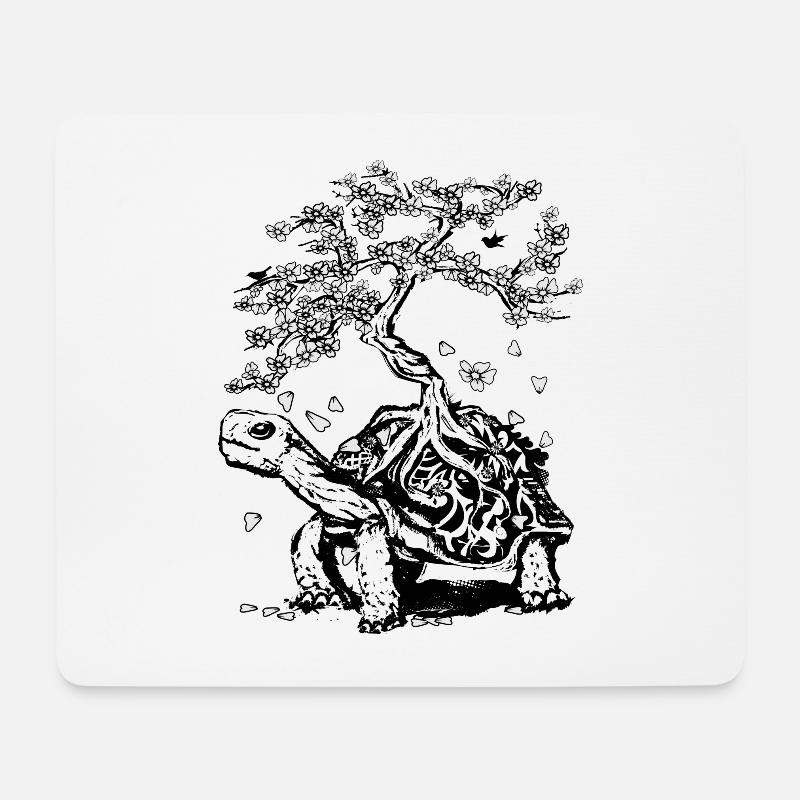 Schildkröte mit einem Bonsai auf dem Rückenpanzer - Mousepad (Querformat) - Weiß