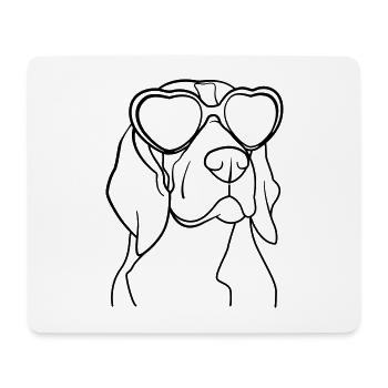 Beagle – Illustration: Hund mit Sonnenbrille - Mousepad (Querformat) - Weiß - Vorne