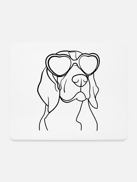 Beagle – Illustration: Hund mit Sonnenbrille - Mousepad (Querformat) - Weiß