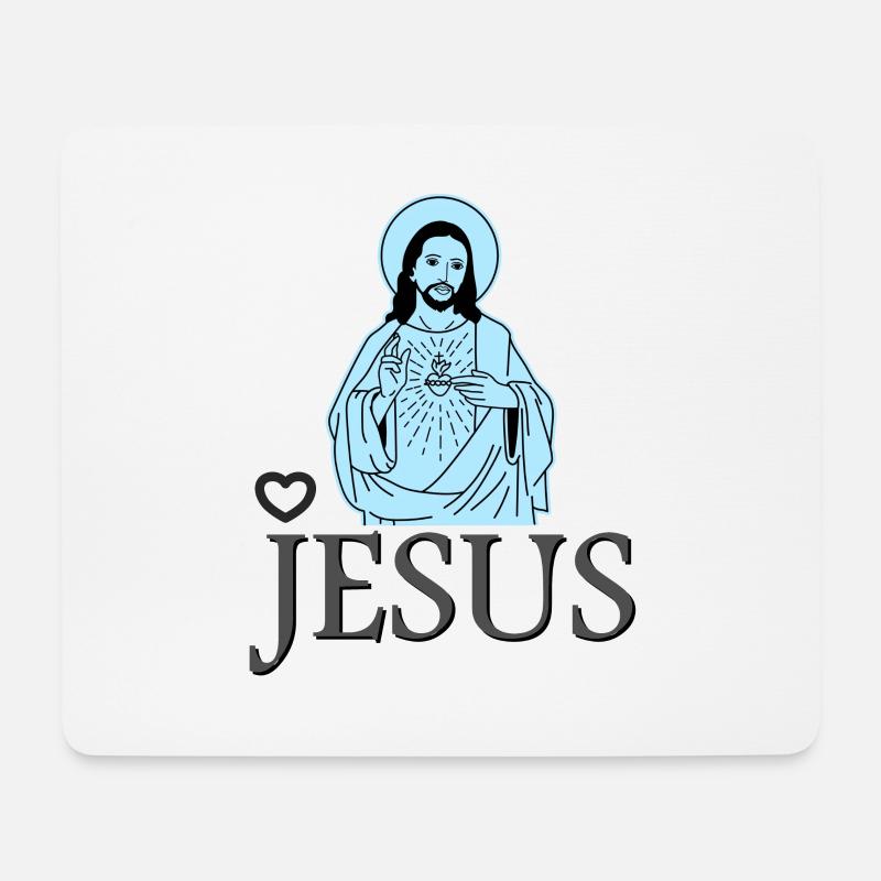 Ich liebe Jesus Christus Kreuz Kirche Geschenkidee - Mousepad (Querformat) - Weiß