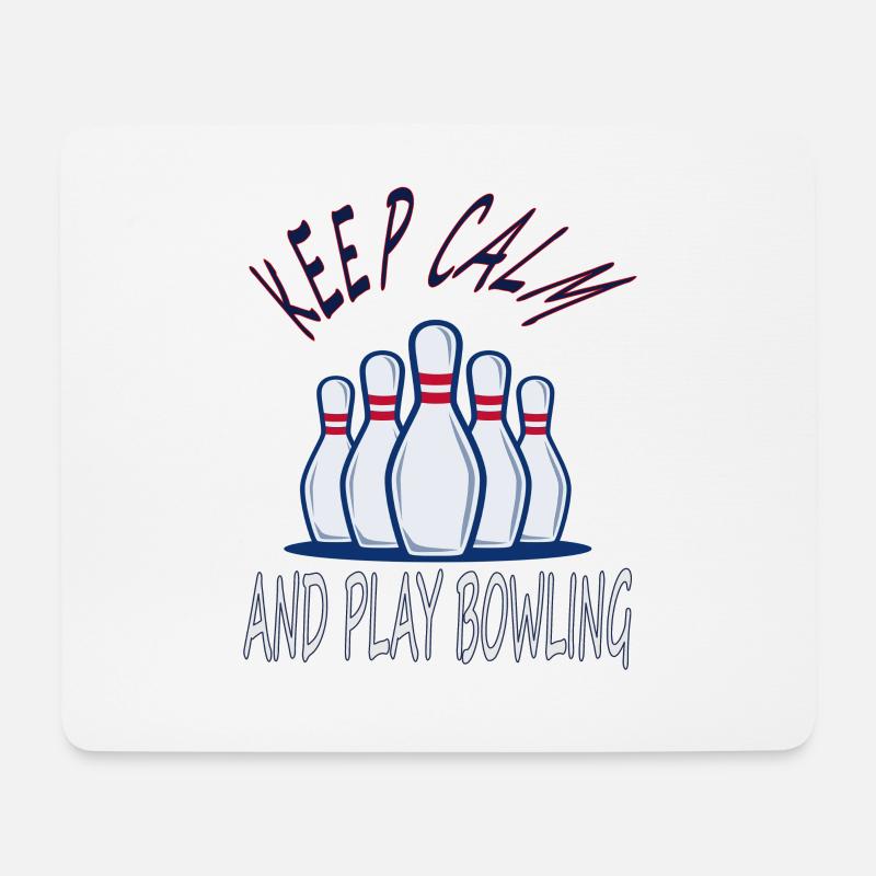 Bleib ruhig spiele Bowling kegeln Kegel Geschenk - Mousepad (Querformat) - Weiß