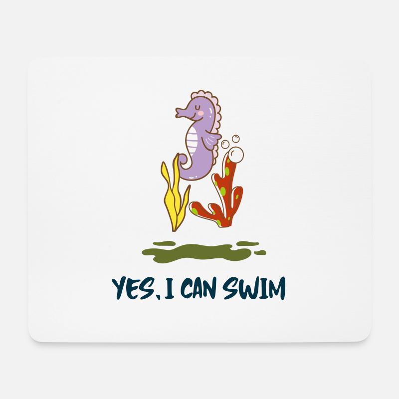 Seepferdchen ich kann schwimmen scuba Geschenkidee - Mousepad (Querformat) - Weiß