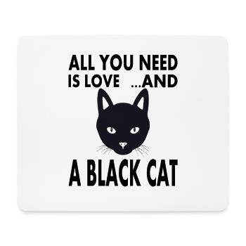 Black Cat Cat Friend Pet Cat's Eye - Mouse Pad (horizontal) - white - Front