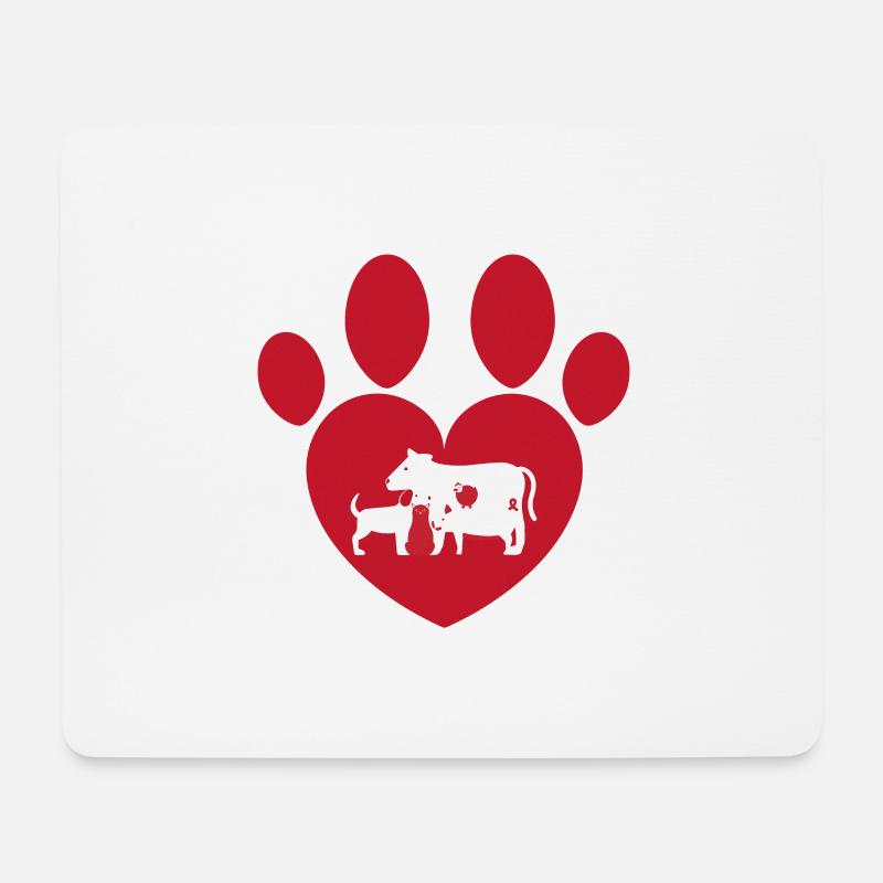 Tiere Pfotenabdruck Hund Katze Schwein Huhn - Mousepad (Querformat) - Weiß