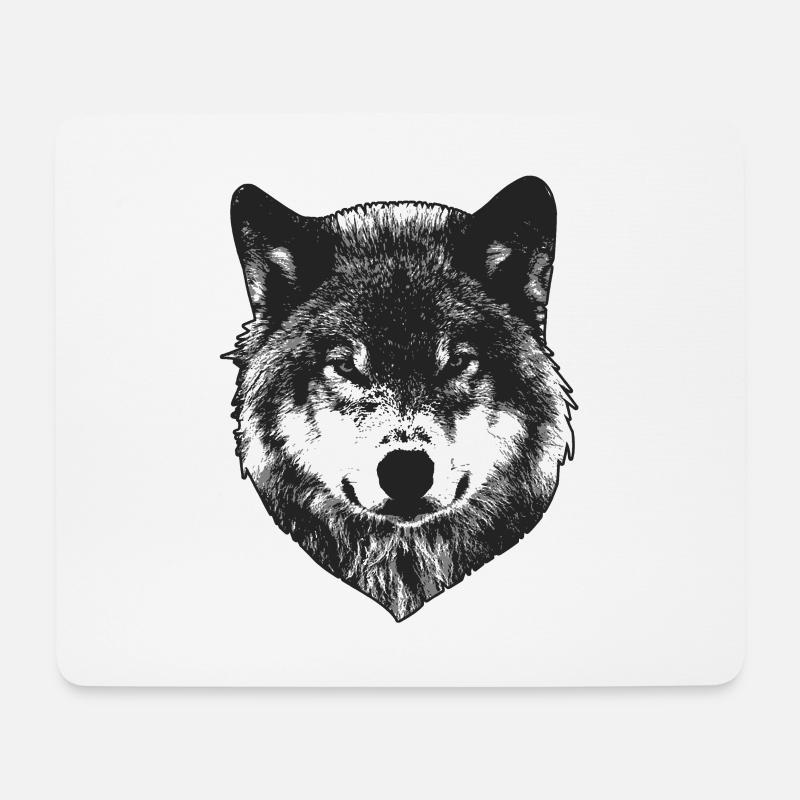 Wolf Kopf - Mousepad (Querformat) - Weiß