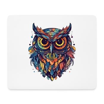 Colorful Cartoon Style Owl - Mouse Pad (horizontal) - white - Front