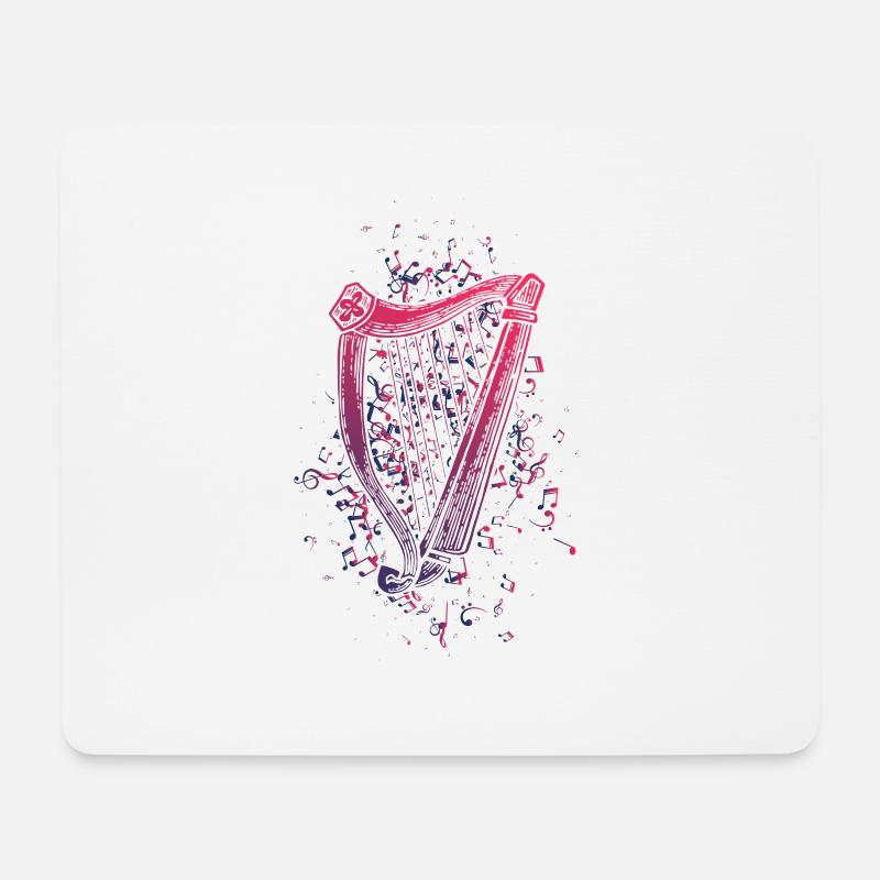 Harfe Musiknoten - Mousepad (Querformat) - Weiß