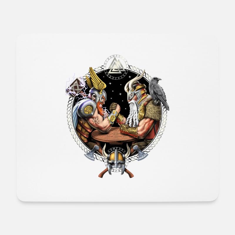 Minotaurus vs Spartanisches Armdrücken - Mousepad (Querformat) - Weiß