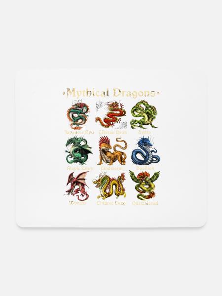Mythische Drachen - Mousepad (Querformat) - Weiß