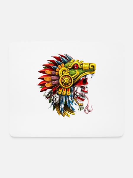 Aztekischer Schlangenschädel-Krieger - Mousepad (Querformat) - Weiß