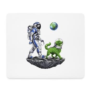 Space Astronaut Walking Alien Dog - Mouse Pad (horizontal) - white - Front