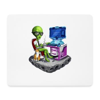 Space Alien Programmer - Mouse Pad (horizontal) - white - Front