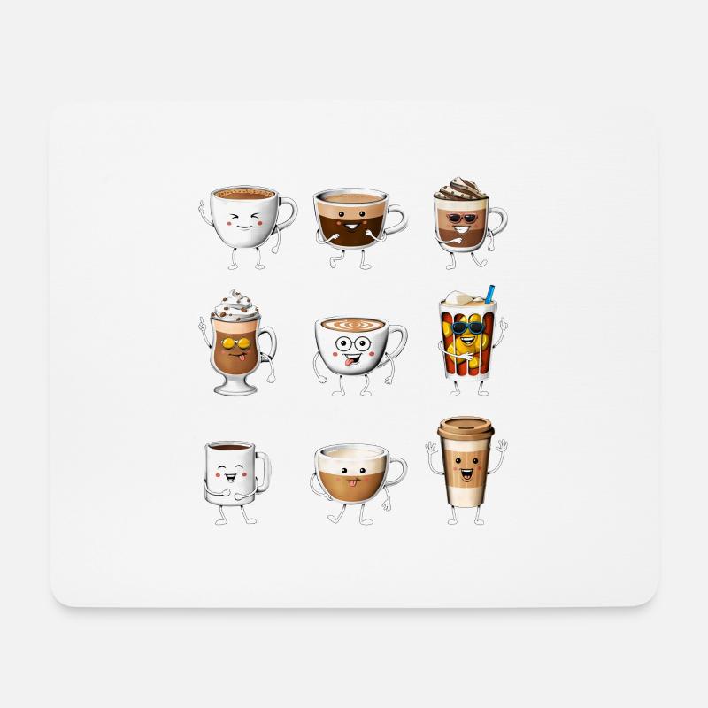 Funny Coffee Cups - Mouse Pad (horizontal) - white