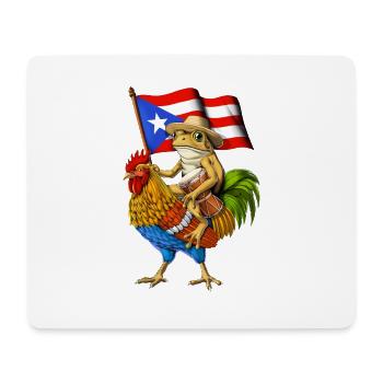Puerto Rican Coqui Frog Riding Rooster - Mouse Pad (horizontal) - white - Front