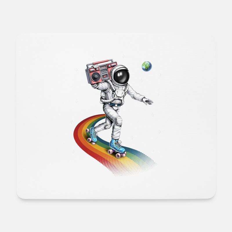 Astronaut Rollschuhlaufen - Mousepad (Querformat) - Weiß