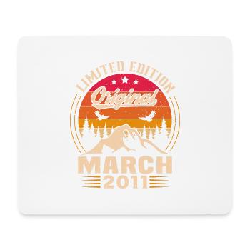 Vintage born in March 2011 birthday gift - Mouse Pad (horizontal) - white - Front