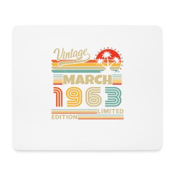 Vintage Born in March 1963 Birthday Gift - Mouse Pad (horizontal) - white - Front