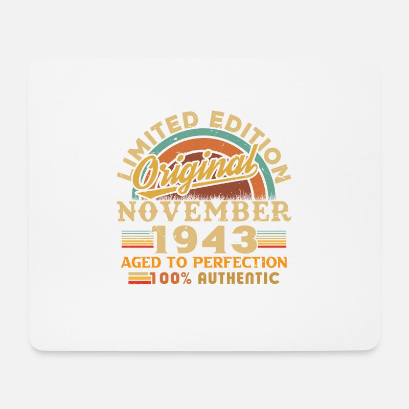 Jahrgang 1943 November Retro Geburtstagsgeschenk - Mousepad (Querformat) - Weiß