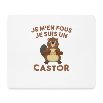 Je M'en Fous Je Suis Un Castor - Castor Doux - Tapis de souris (format paysage) - blanc - Devant