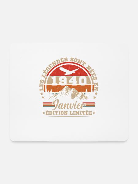 Geburtstagsgeschenk geboren im Januar 1940 - Mousepad (Querformat) - Weiß
