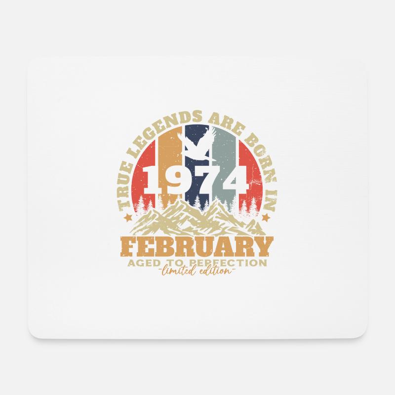 Februar 1974 Vintage Geburtstag 1974 Geschenk - Mousepad (Querformat) - Weiß