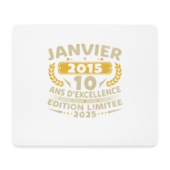 Vintage Janvier 2015 Cadeau Anniversaire 10 Ans - Tapis de souris (format paysage) - blanc - Devant