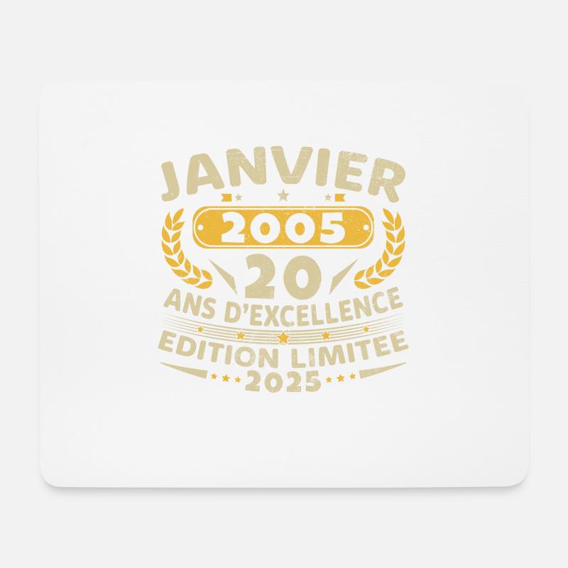 Jahrgang Januar 2005 Geschenk zum 20-jährigen Jubiläum - Mousepad (Querformat) - Weiß
