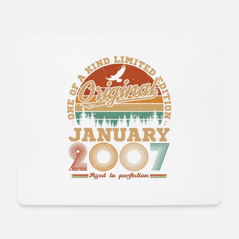 18 Jahre altes Geburtstagsgeschenk, geboren im Januar 2007 - Mousepad (Querformat) - Weiß