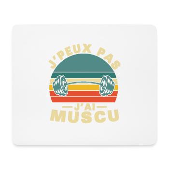 Je Peux Pas J'ai Muscu, Vintage Humour idée cadeau - Tapis de souris (format paysage) - blanc - Devant
