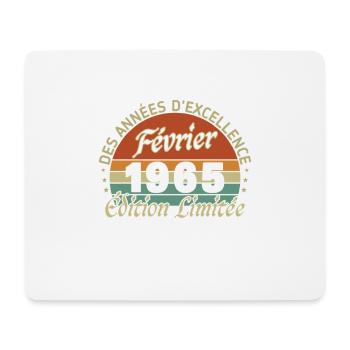 Février 1965 Vintage Anniversaire 1965 Cadeau - Tapis de souris (format paysage) - blanc - Devant