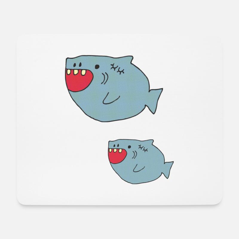 haifisch vater und sohn - Mousepad (Querformat) - Weiß