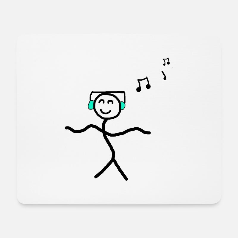 Musik Tanzen Happy Strichmännchen - Mousepad (Querformat) - Weiß