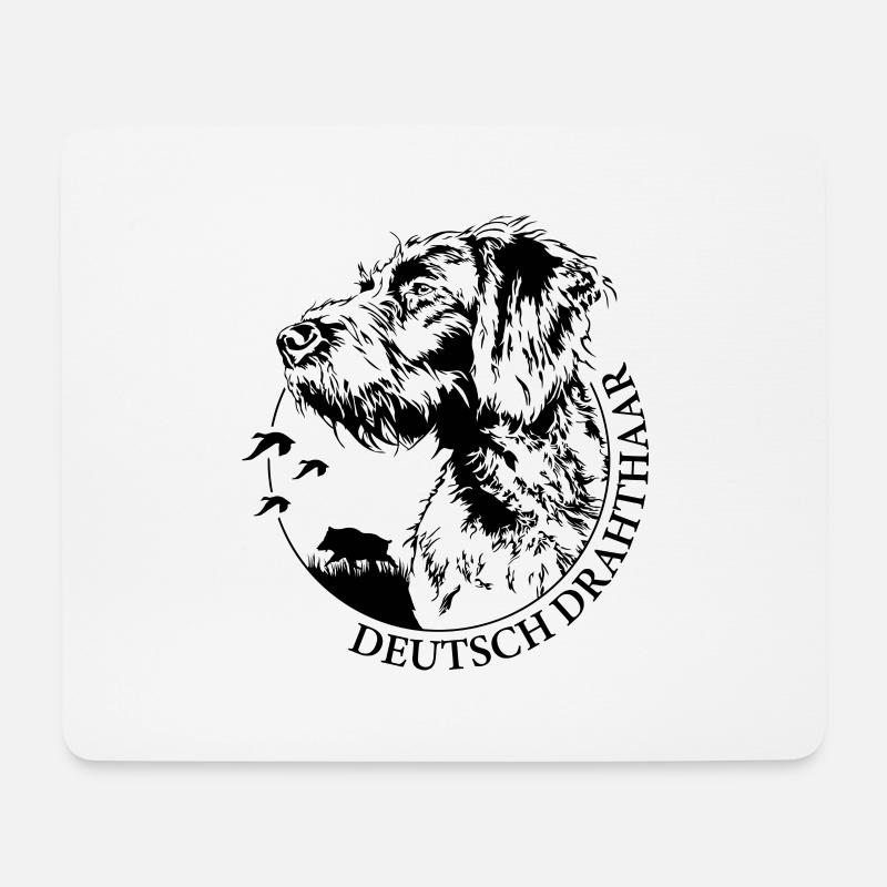 DEUTSCH DRAHTHAAR Wilsigns Jagdhund Jagdhunde - Mousepad (Querformat) - Weiß