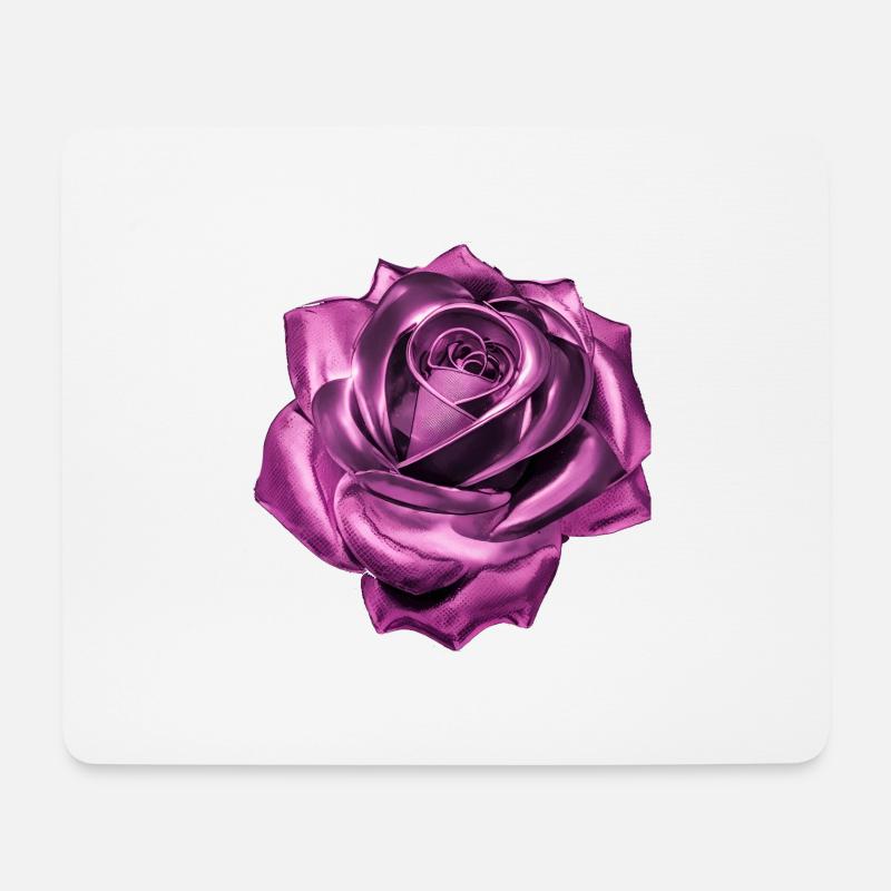Rose, pink, Metall,,metallisch - Mousepad (Querformat) - Weiß